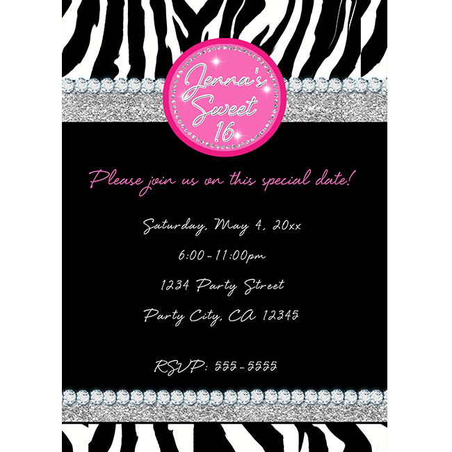 Feather Boa Zebra Print Diva Birthday Party Invitation  Cancel Reply