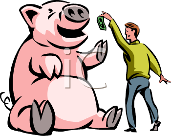 Feeding The Greedy Wall Street Pigs   Royalty Free Clip Art Picture