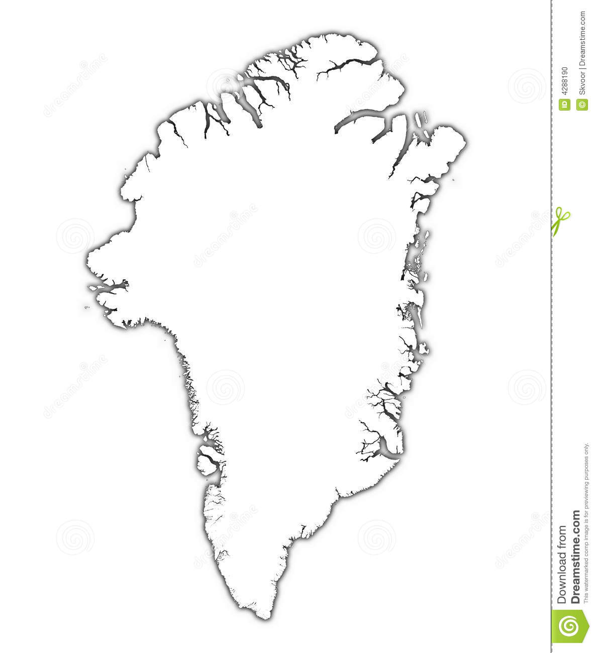 Greenland Map With Shadow Stock Photo   Image  4288190
