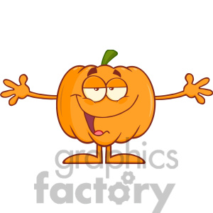     Halloween Pumpkin Cartoon Mascot Character With Open Arms For Hugging