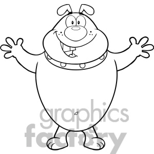 Happy Bulldog Cartoon Mascot Character With Open Arms For Hugging