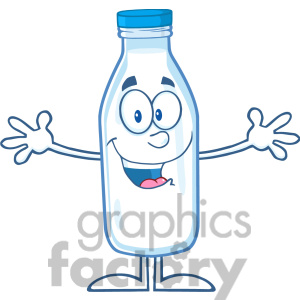 Happy Milk Bottle Cartoon Mascot Character With Open Arms For Hugging
