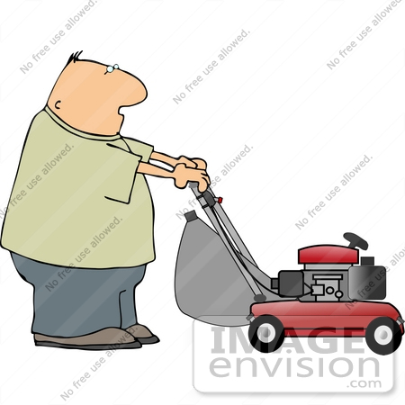 Man Mowing A Lawn   Lawn Mowers