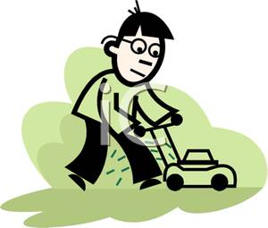 Man Mowing The Lawn   Clipart