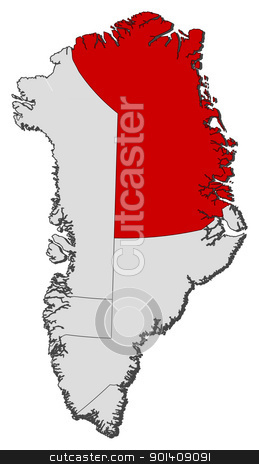 Map Of Greenland Northeast Greenland National Park Highlighted Stock    