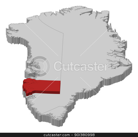 Map Of Greenland Qeqqata Highlighted Stock Vector Clipart Political    