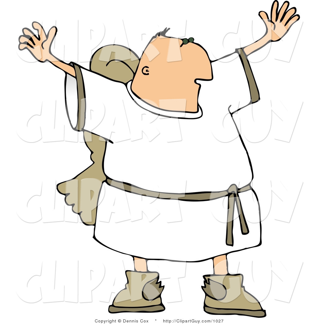 Preview  Clip Art Of A Religious Male Angel With Wings Waving Arms