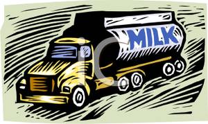 Semi Truck Hauling A Tanker Trailer Of Milk   Royalty Free Clipart