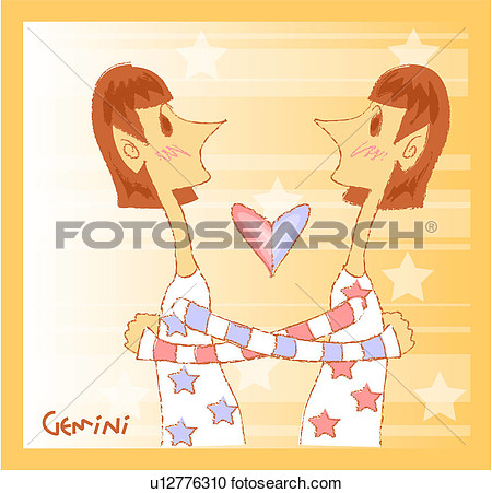 Star Hugging Putting Arms Twins Astrology Sign View Large Clip Art    