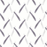 Straight Razor  Seamless Watercolor Pattern With Stock Photography