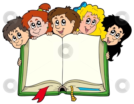 Various Kids Holding Book Stock Vector Clipart