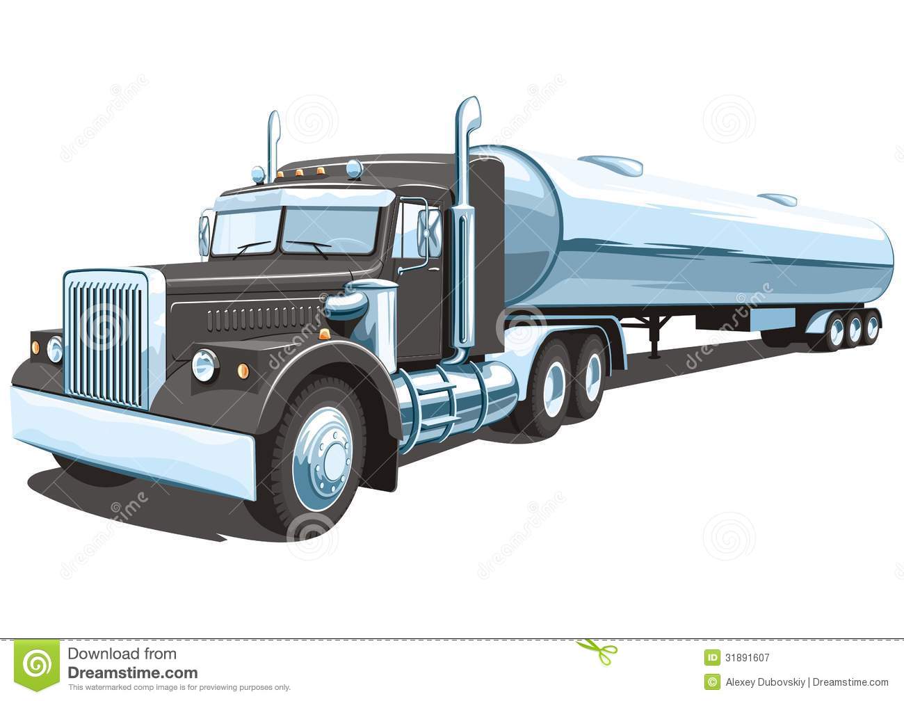 Vector Black Tanker Truck On White Background Without Gradients And