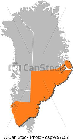 Vector   Map Of Greenland Sermersooq Highlighted   Stock Illustration