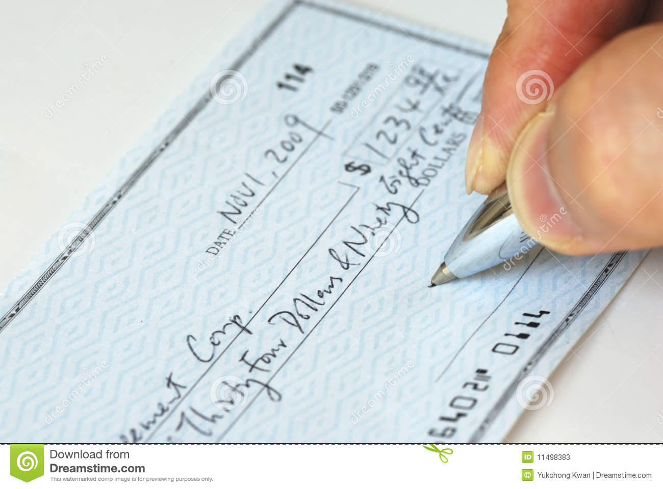 Writing A Check To Pay Bill Stock Photos   Image  11498383