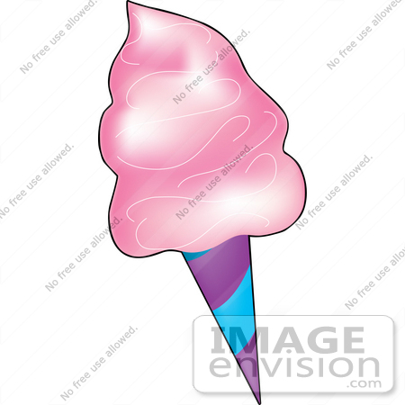 33426 Clipart Of A Blue And Purple Spiral Cone With Pink Cotton Candy