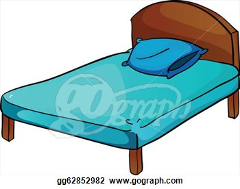 Art Illustration Of Bed And Pillow On A White Background Stock Clipart