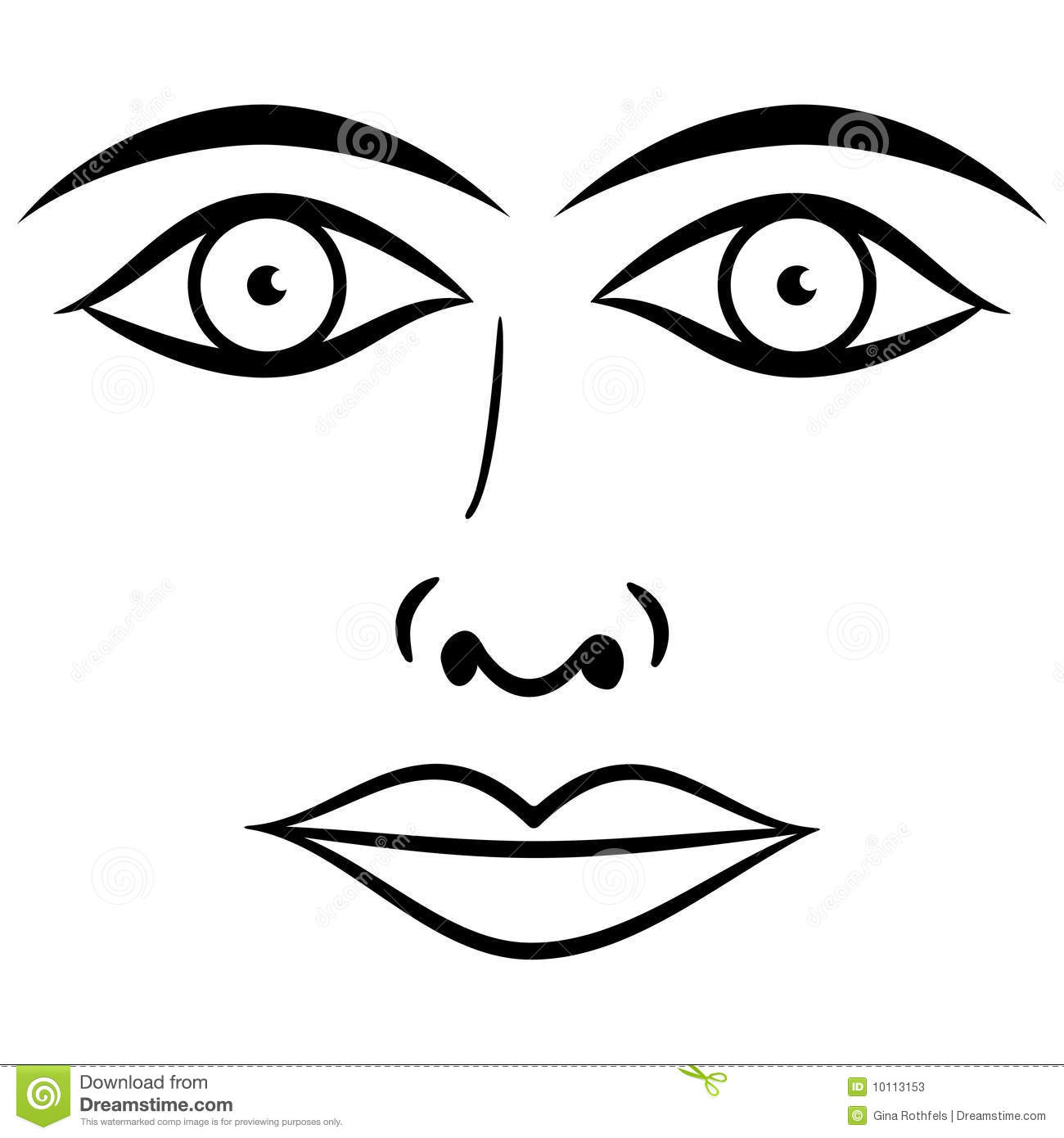 Black And White Face Vector  In Vector Format The Lips And Irises Of