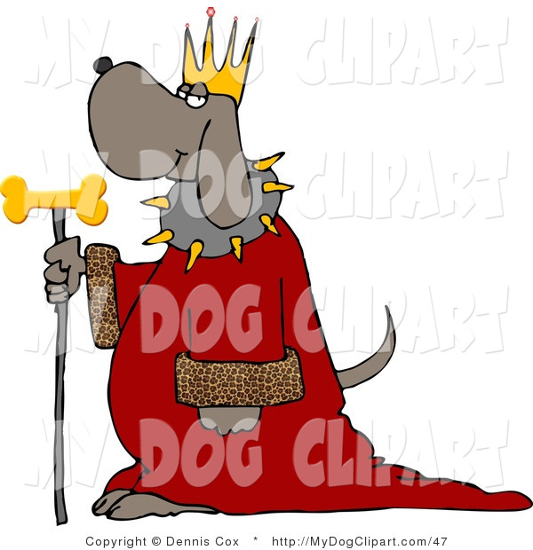 Clip Art Of A Dog Wearing King S Crown Royal Red Robe With Leopard    