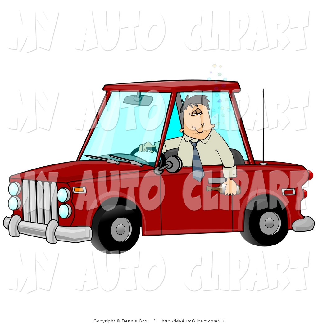 Clip Art Of A Man In A Red Car With An Extreme Buzz Driving While