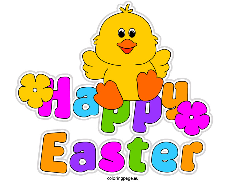 Clipart Happy Easter   Coloring Page