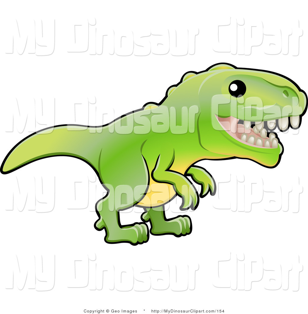 Clipart Of A Baby Green T Rex Dinosaur With Teeth That Are Not Yet