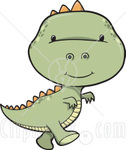 Cute Baby Green T Rex Dino With Orange Spikes Clipart Illustration