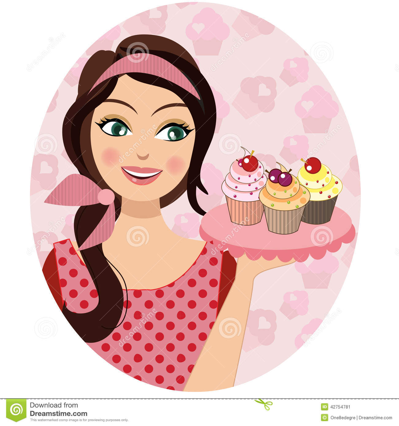 Holding Cupcakes A Baker Woman Stock Illustration   Image  42754781