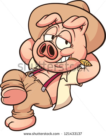 Lazy Pig Taking A Break  Vector Clip Art Illustration With Simple