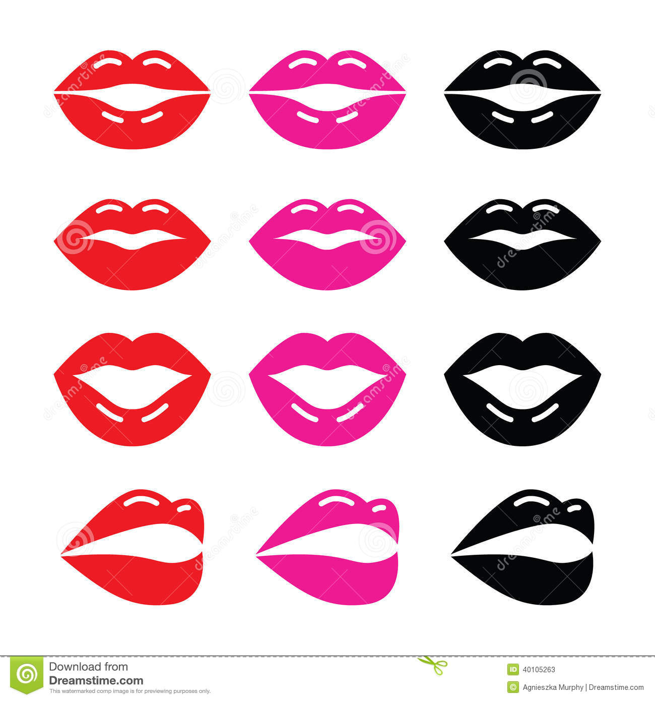 Lips Kiss Red Pink And Black Glossy Icon Stock Illustration   Image