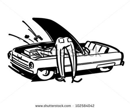 Man Fixing Car   Retro Clipart Illustration   102584042   Shutterstock