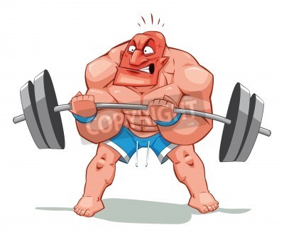 Muscle Man Funny Cartoon And Character  Vector Illustration