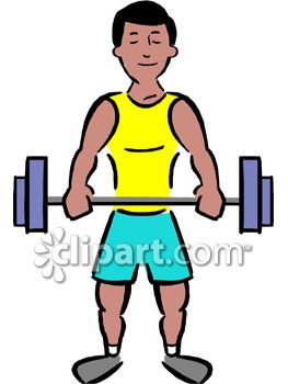 Muscular Man Lifting Weights   Royalty Free Clip Art Illustration