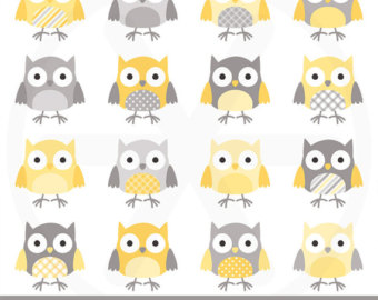 Owls Clipart Pack Yellow Owls  With Yellow Owls Illustrations To