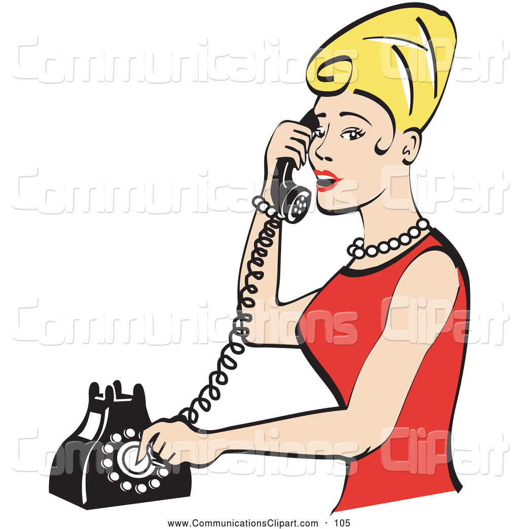 Pearls And A Red Dress And Talking On A Rotary Dial Landline Telephone