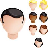 People Heads Male And Female  Set Of 4 Hair And Skin Colors