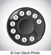 Rotary Phone Dial With Numbers Over White Background Vector Clipart