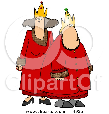 Royal Kingampqueen Wearing Red Robes And Gold