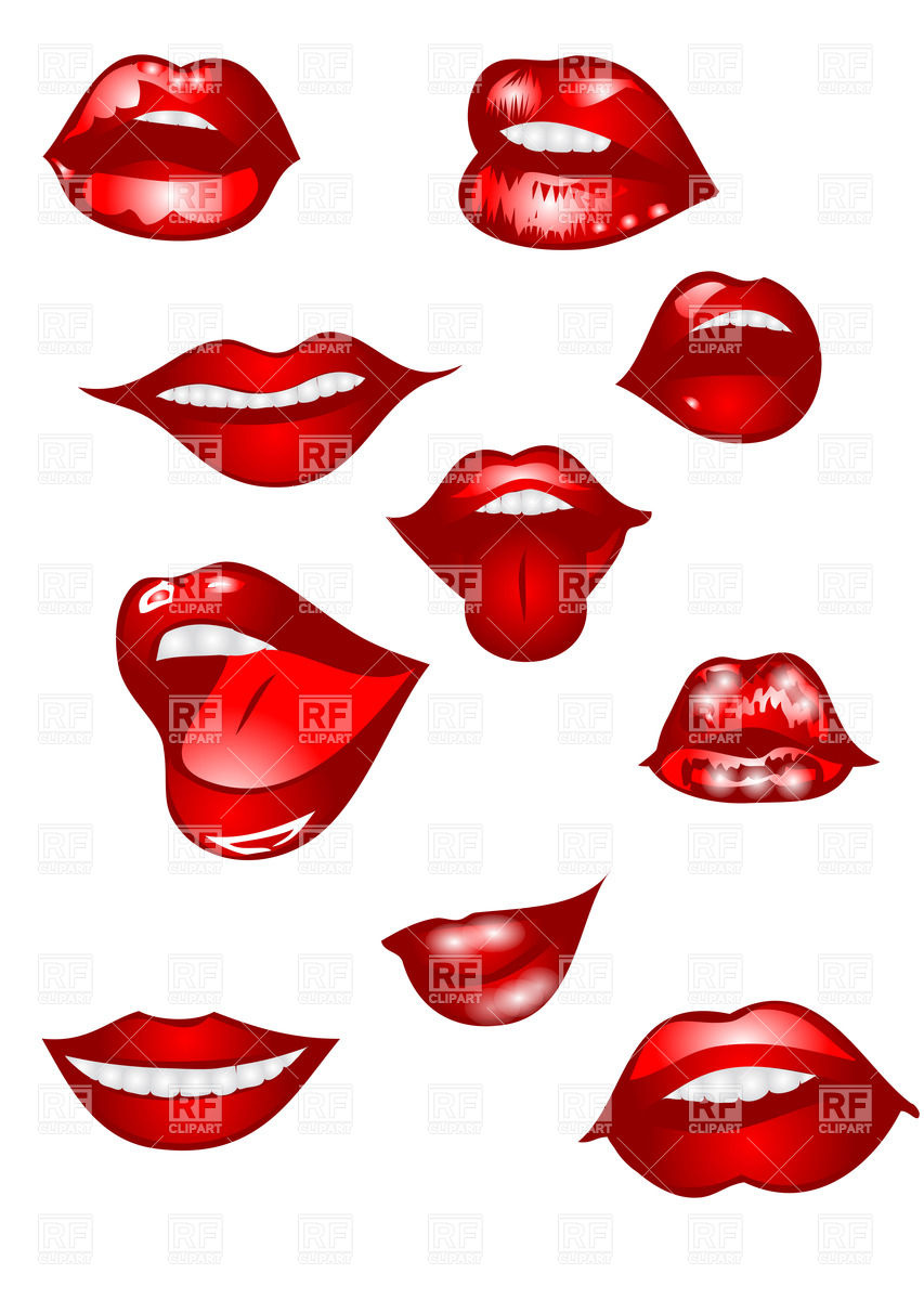 Set Of Red Women S Lips Download Royalty Free Vector Clipart  Eps