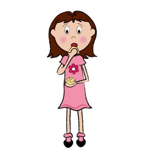 Snack Clipart Image   Child A Girl Snacking On Potato Chips Drawn In