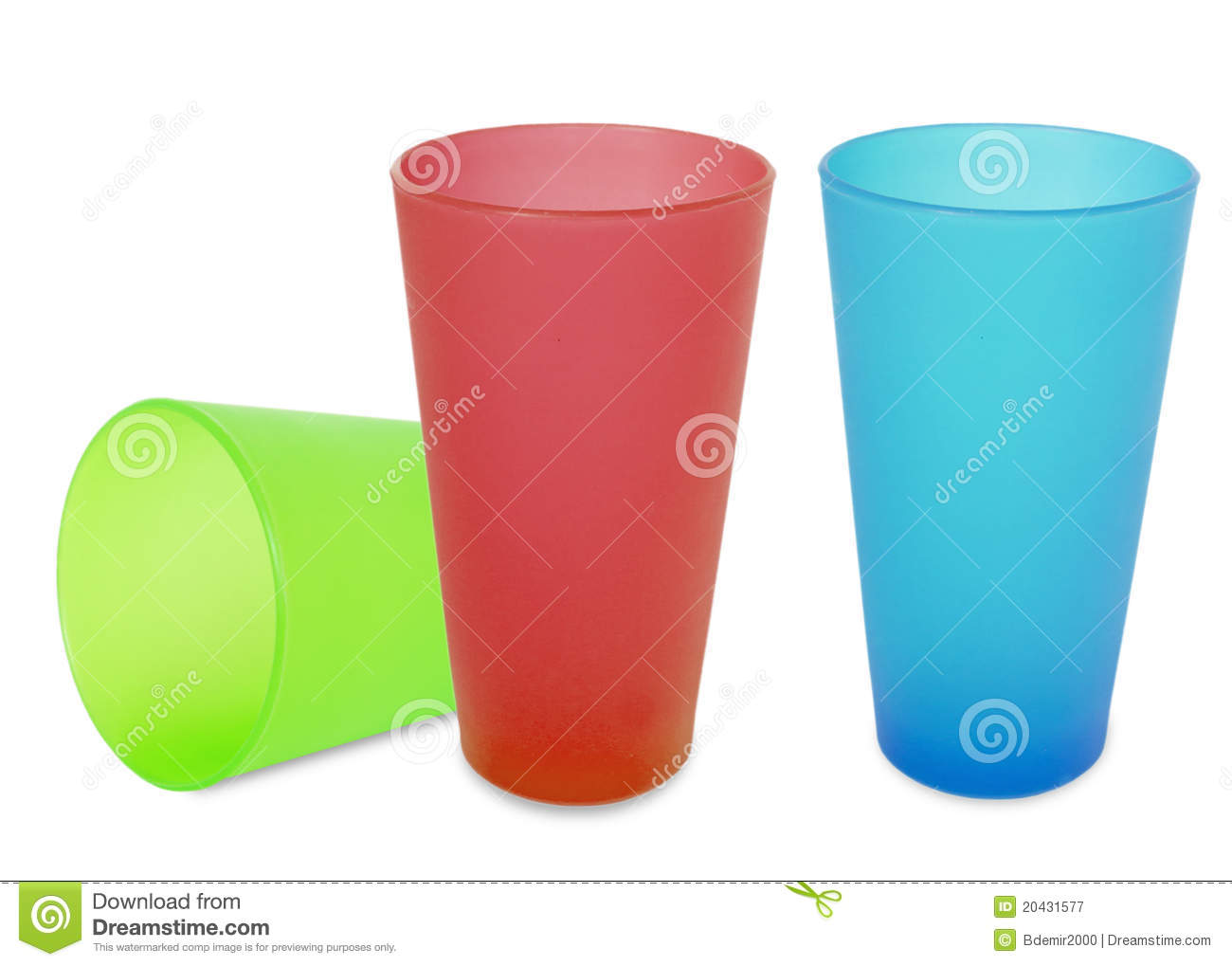 Three Plastic Cups Blue Green Red Color Royalty Free Stock Photography    