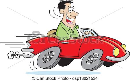 Vector   Cartoon Man Driving A Car   Stock Illustration Royalty Free