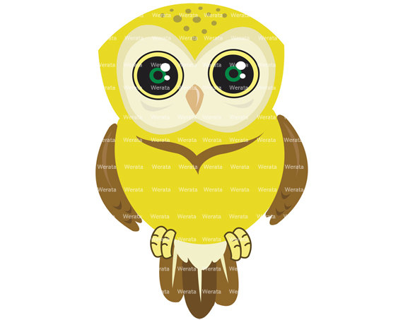 Yellow Owl Clip Art Digital Clipart   Cute Owl Digital Clip Art   Owl