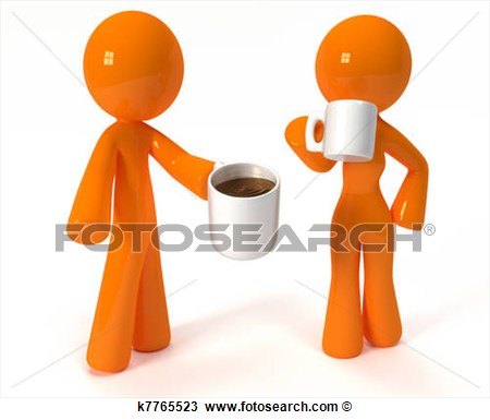 3d Orange Homme Femme Caf  Buvant Sur Leur Absence Obligatoire
