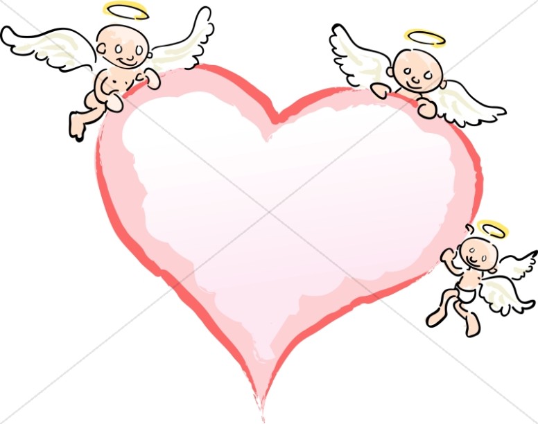 Baby Angels With Big Heart   Valentines Day Clipart