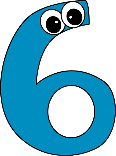 Cartoon Number Six Clip Art Image Blue With Eyes