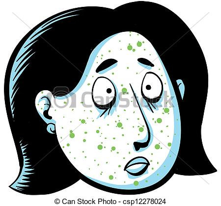 Cartoon Woman Has Green Spots On Her Face Csp12278024   Search Clipart    