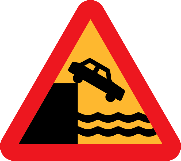 Caution Dont Drive Over A Cliff Into The Ocean Clip Art At Clker Com
