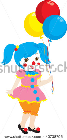Clipart Illustration Of A Little Girl Dressed Up As A Circus Clown