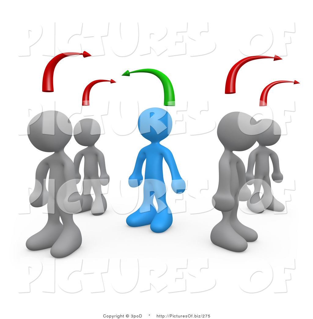 Clipart Of 3d Blue Person Standing By Different Minded People By 3pod