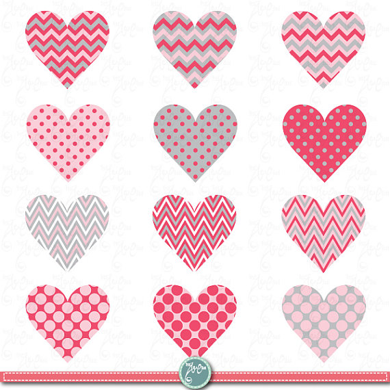 Digital Love Clipartweddingpink Baby Heartchevron Heartsvalentine
